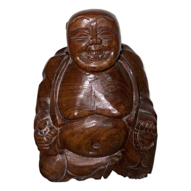 Wooden Buddha Figure, 1970s For Sale