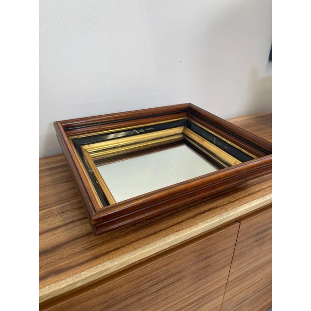 1970s Vintage Wood Framed Mirror With Gilt Wood and Hand Painted Accents. For Sale - Image 5 of 7