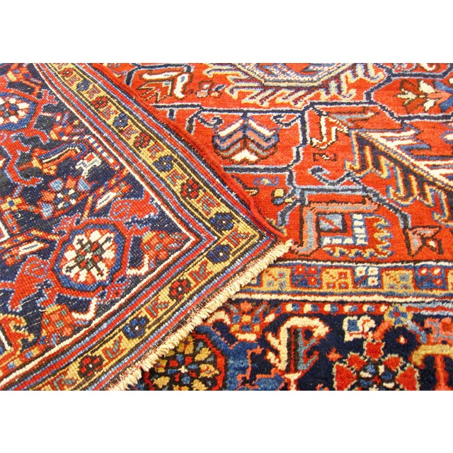 Vintage Persian Decorative Oriental Heriz Rug in Room Size For Sale - Image 4 of 12