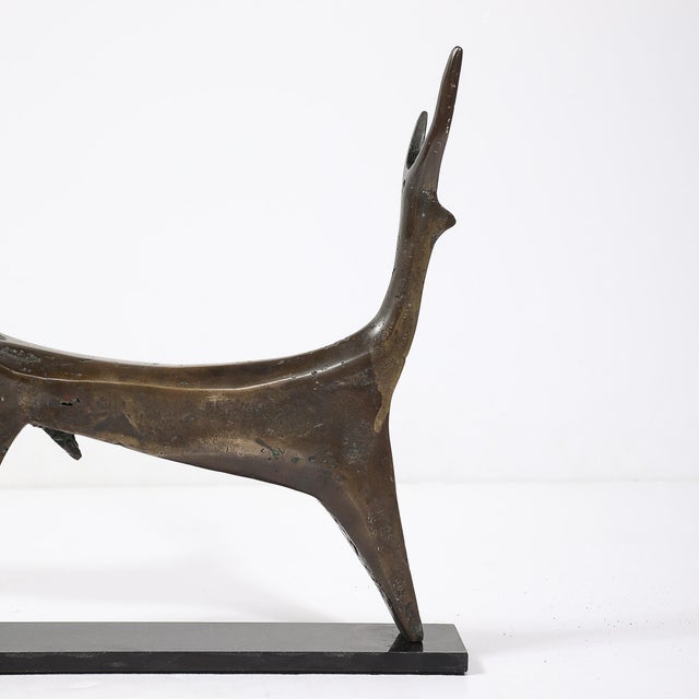 Mid-Century Modernist Bronze Deer Sculpture Signed Aharon Bezalel For Sale - Image 11 of 17