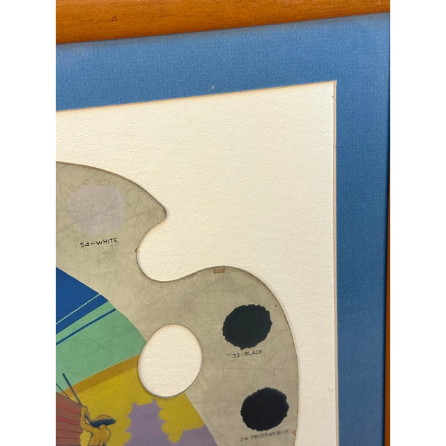 Mid-Century Glidden Paint Advertising Palette Asian Motif Framed & Matted For Sale - Image 10 of 11