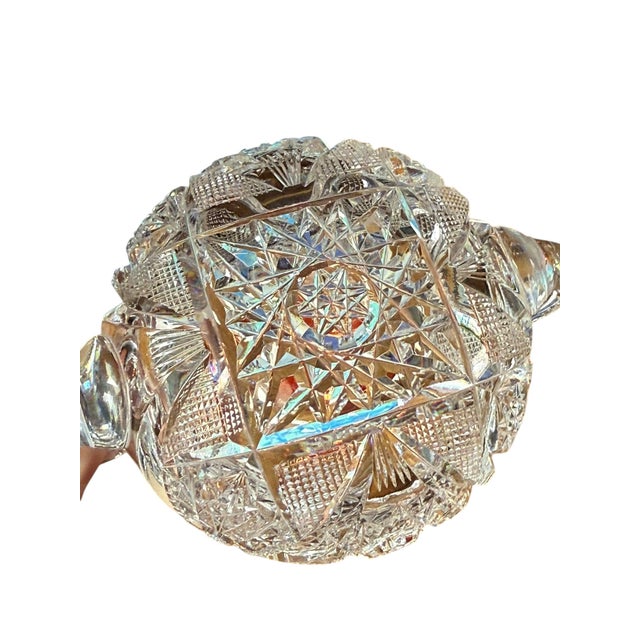 Antique Crystal Pitkin & Brooks Sugar Bowl American Brilliant Period For Sale - Image 6 of 10