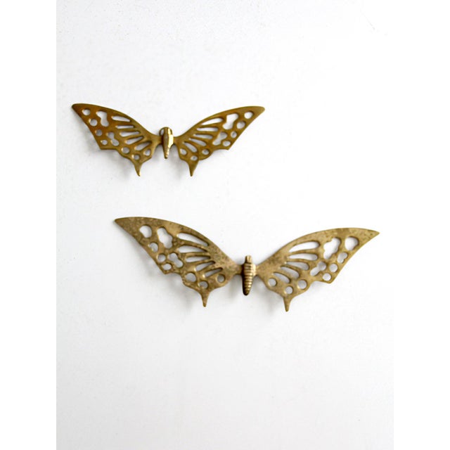 Mid-Century Modern Mid-Century Brass Butterfly Wall Hangings Pair For Sale - Image 3 of 12