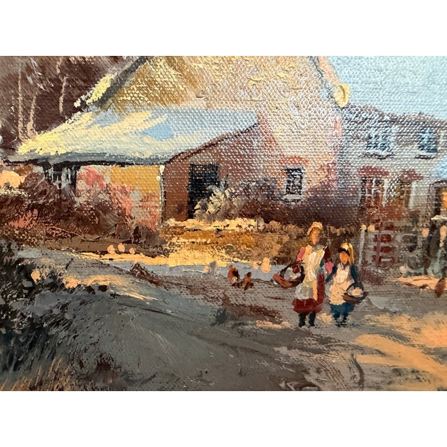 Late 20th Century Don Vaughan (British 1916-2005) “Winter Walk” VTG Oil Painting Winter Landscape For Sale - Image 11 of 12