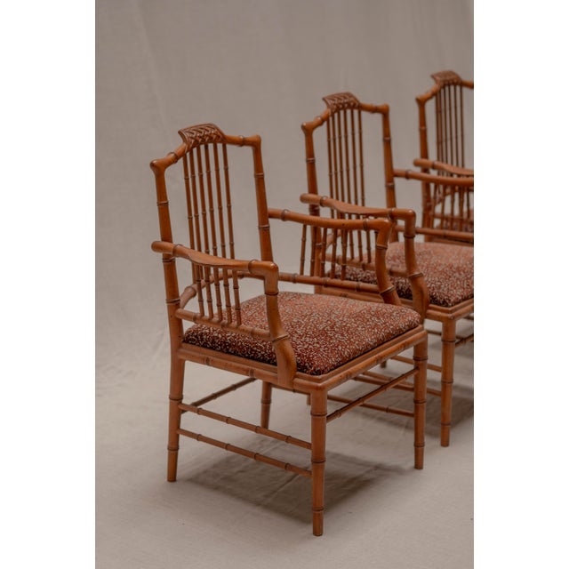 Italian Faux Bamboo Armchairs, 1970s, Set of 4 For Sale - Image 13 of 16