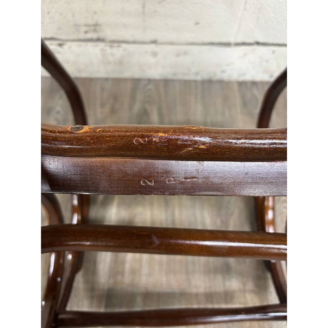Brown Vintage Thonet Style Bentwood Beechwood Cane Seat Cane Back Rocking Chair For Sale - Image 8 of 17