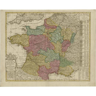 Antique Hand-Colored Map of France by J.B. Elwe, 1792 For Sale