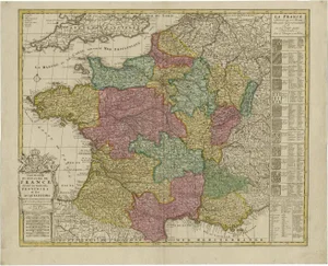 Antique Hand-Colored Map of France by J.B. Elwe, 1792