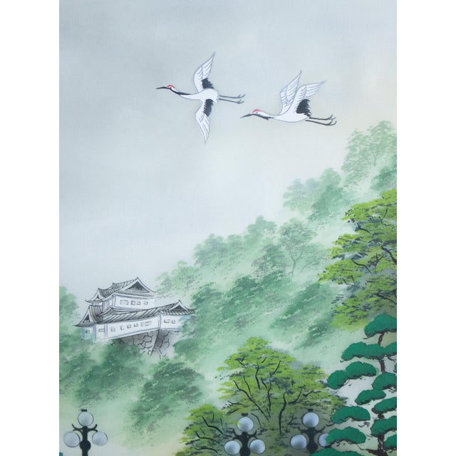 1960s "Landscape With the Bridge", Vintage Japanese Silk Scroll Print For Sale In Dallas - Image 6 of 15