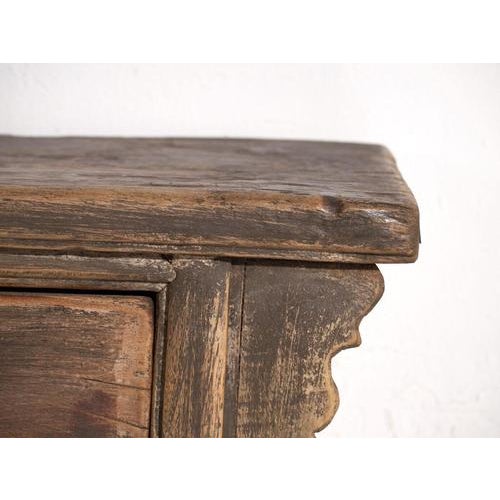 Metal Low Antique Pine Table with Drawers, China, 1900 For Sale - Image 7 of 12