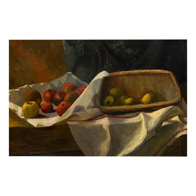Edith Lutz, Apples and Lemons, Oil on Canvas, 1916 For Sale