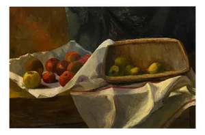 Edith Lutz, Apples and Lemons, Oil on Canvas, 1916