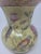 Vintage Hand Painted Asian Large Bulb Bottom Vase with Mums and Parrots and Parakeets Crazed finish with Gold Rim at top