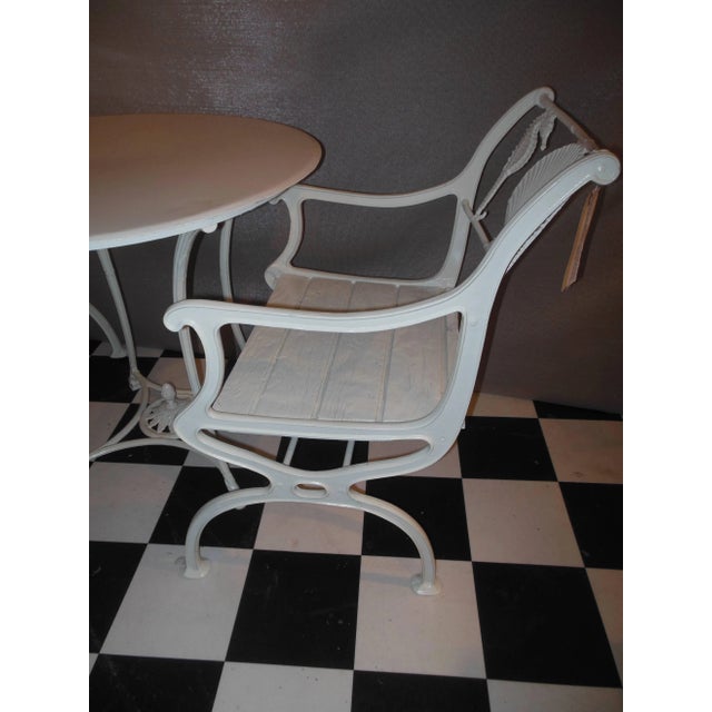 Metal Bistro Set, Cast Iron Table and Chairs With Shell & Sea Horses For Sale - Image 7 of 10