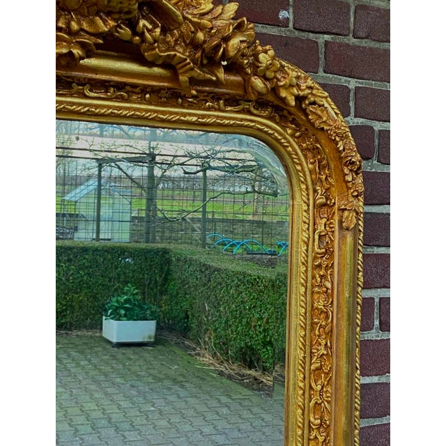 French 1980s French Louis XVI Gold Wood Floor Mirror For Sale - Image 3 of 11