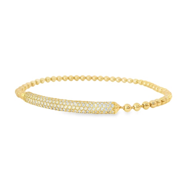 18K Rose Gold DeHaho Pave Diamond Beaded Ball Slip-On Bangle Bracelet. This stunning designer bracelet features numerous...