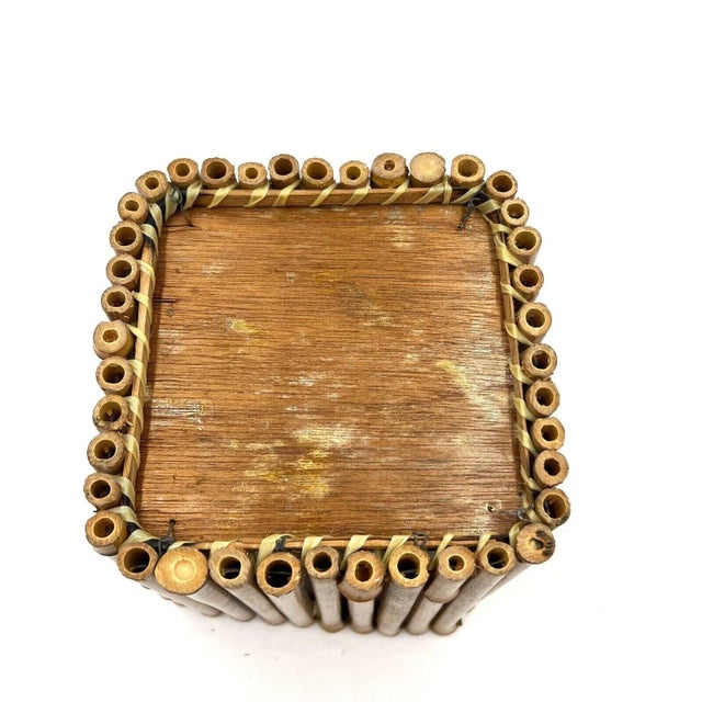 Brown Mid-Century Modern Bamboo Basket For Sale - Image 8 of 9