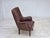1970s, Danish armchair. Original brown furniture leather, beech wood legs, springs in the seat. Original good condition:...