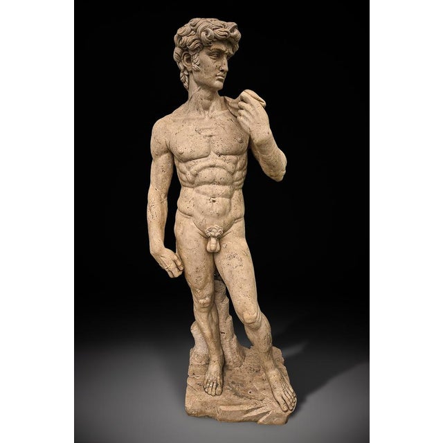 Life-Size Marble Sculpture of David by Michelangelo Buonarroti, 1930s For Sale - Image 3 of 8