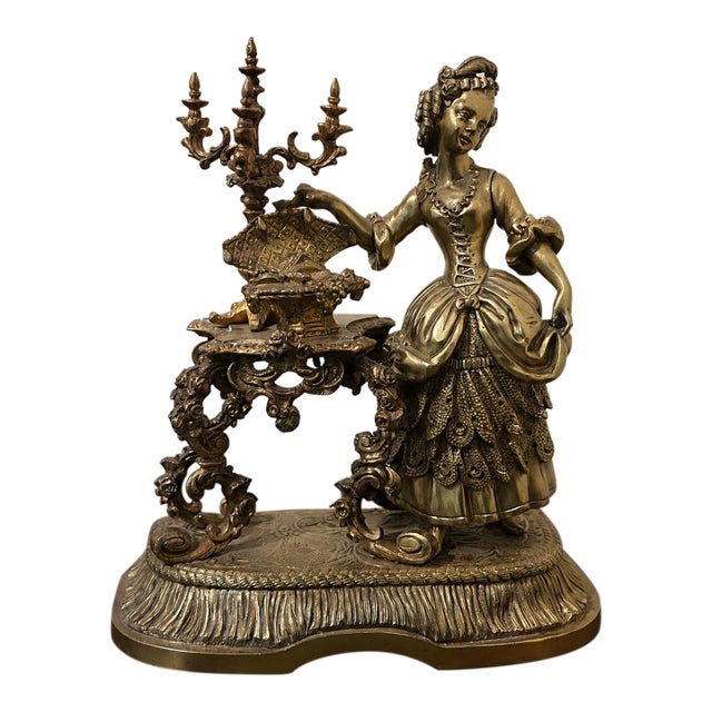 19th Century French Gilt Bronze or Brass Figural of Lady For Sale