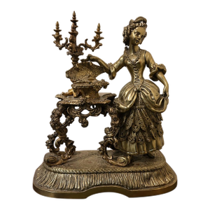 19th Century French Gilt Bronze or Brass Figural of Lady