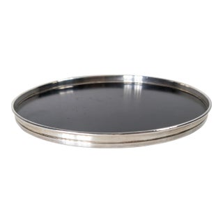 Mid-Century Modern Black Lacquer and Sterling Silver Coaster Tray by Gorham For Sale