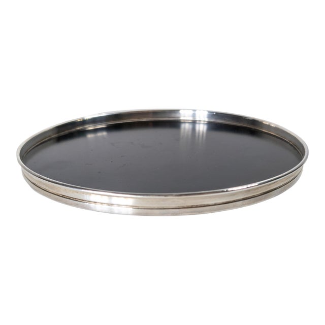 Mid-Century Modern Black Lacquer and Sterling Silver Coaster Tray by Gorham For Sale
