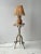 Antique Folk Art Cream + Green Painted Adirondack Tripod Side Table, Circa 1920s-30s. Tall, slender handmade side table...