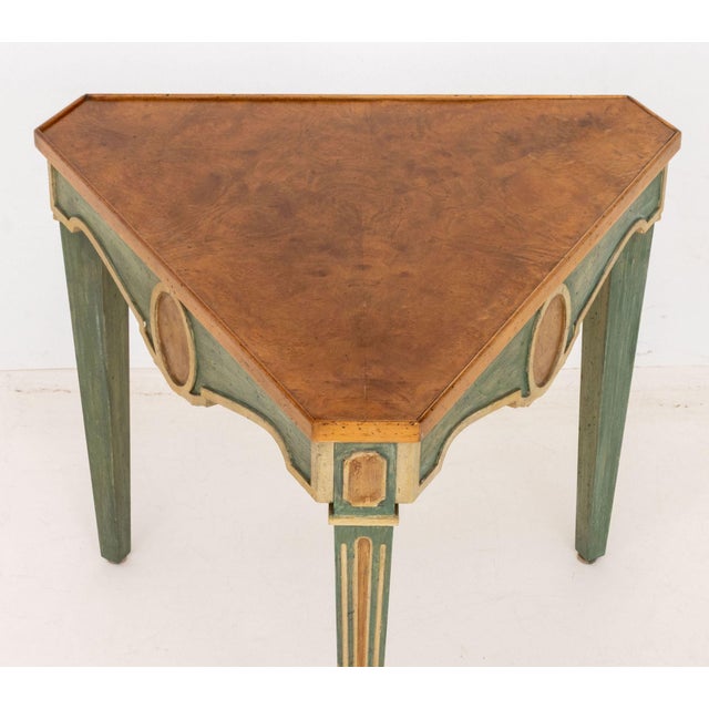 French Louis XVI Style Green Painted Walnut Side Table For Sale - Image 3 of 7