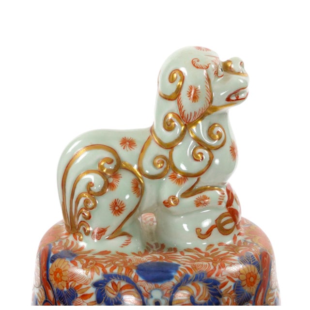 Late 19th Century Large Antique Meiji Period Porcelain Imari Lidded Jars Urns For Sale - Image 5 of 12