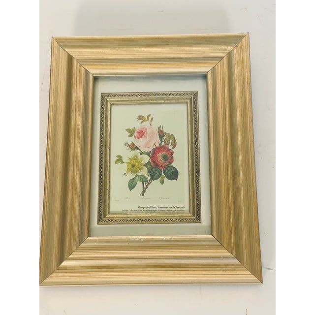 Shabby Chic 1960s P.J.Redoute Rosa Chromolithograph Framd For Sale - Image 3 of 5