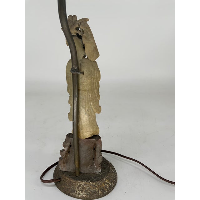 Antique Chinese Carved Stone Lamp For Sale - Image 9 of 12