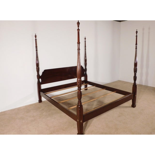 Chippendale Ethan Allen Georgian Court King Kingsize Dark Cherry #225 Finish Poster Bed#2 For Sale - Image 3 of 17