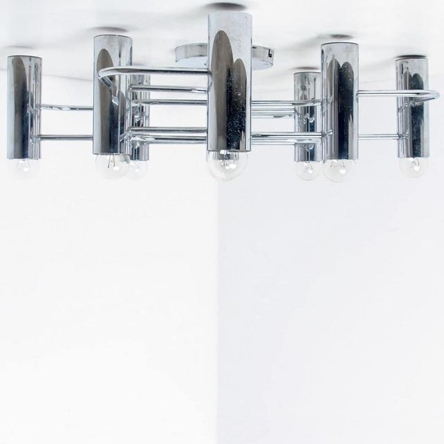 Geometric Silver Chrome Leola Flush Mount, 1970s For Sale - Image 9 of 12