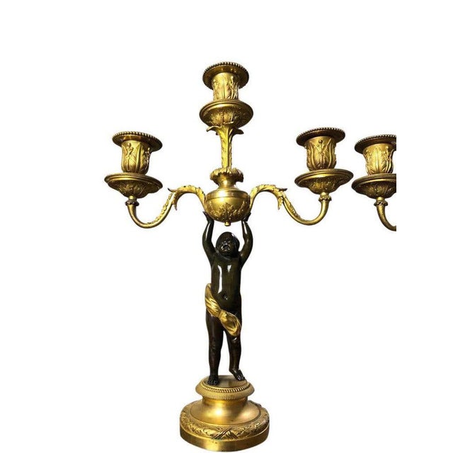 Vintage Antique Bronze Louis Xv Candelabra, Set of 2 For Sale - Image 4 of 13