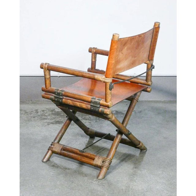 Wood Bamboo and Leather Chair by Lyda Levi, 1960s For Sale - Image 7 of 8