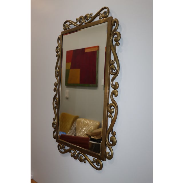 1970's Patinated Brass French Wall Mirror For Sale - Image 12 of 12