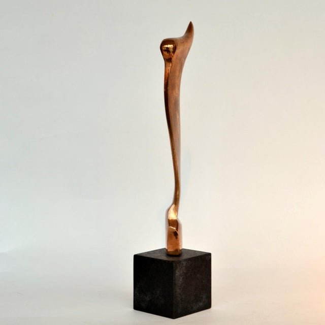 Abstract Bronze Sculpture with Black Plinth by Neil Willis, England, 1970s For Sale - Image 6 of 9