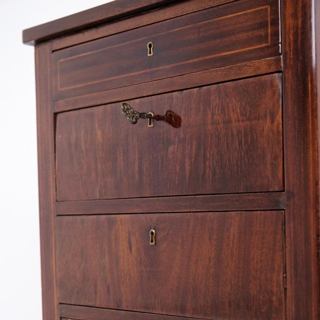Wood Antique Mahogany Chest of 4 Drawers with Tapered Legs, 1860s For Sale - Image 7 of 11