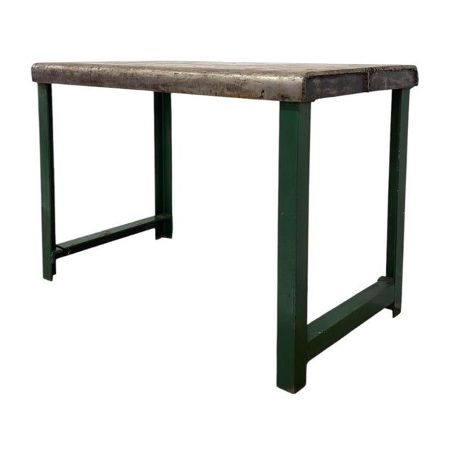 Industrial Vintage Heavy Duty Industrial Steel Workbench Table With Painted Legs. For Sale - Image 3 of 7