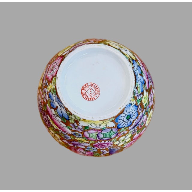 Gold Vintage Japanese Porcelain Mille Fleur "Thousand Flowers" Vase / Urn For Sale - Image 8 of 9