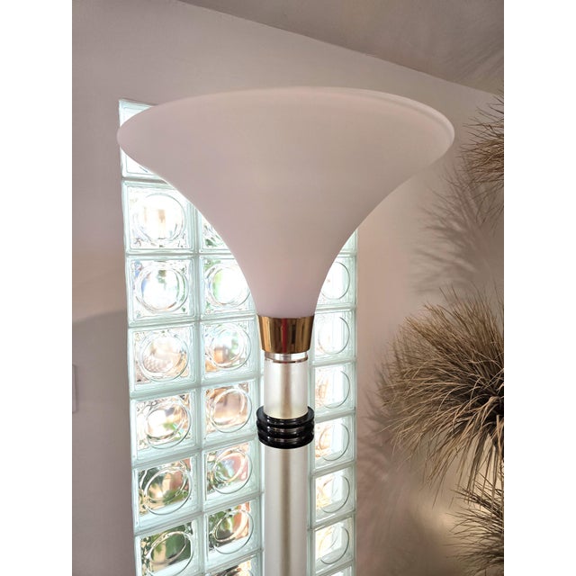 Transparent Mid Century Lucite Bauer Torchiere Floor Lamp For Sale - Image 8 of 12