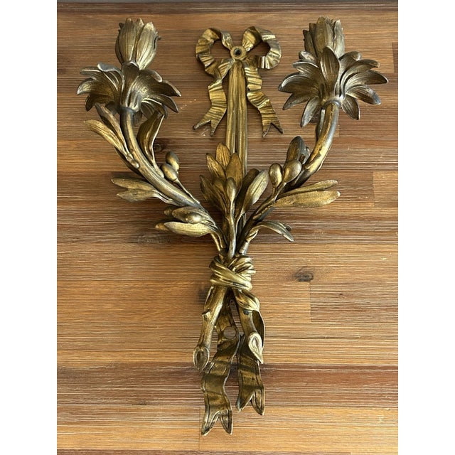 19thc French Transition Louis XV/ XVI Fine Gilt Bronze Foliate/ Ribbon Wall Sconce - Unelectrified. This is a stunning...