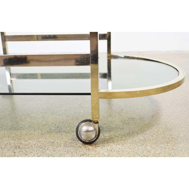 Vintage Brass and Smokey Glass Bar Cart For Sale - Image 4 of 6