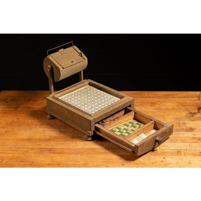 American Antique Lotto Checker With Wooden Lotto Drum by Parker Brothers For Sale - Image 3 of 9
