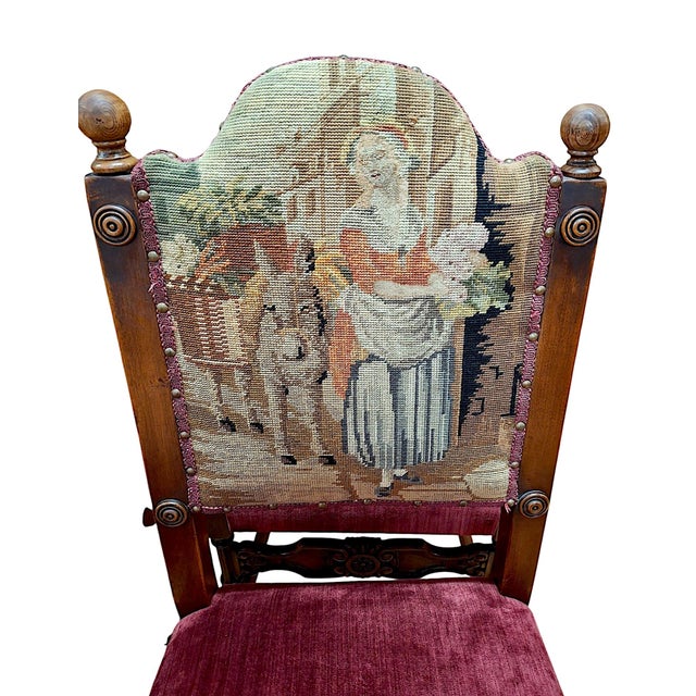Wood Set of Four Baroque-Style Needlepoint Chairs For Sale - Image 7 of 15