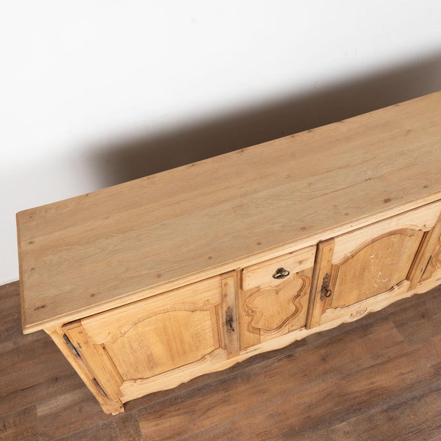 Early 20th Century 20th Century Long Bleached Oak Sideboard Buffet From Belgium For Sale - Image 5 of 16