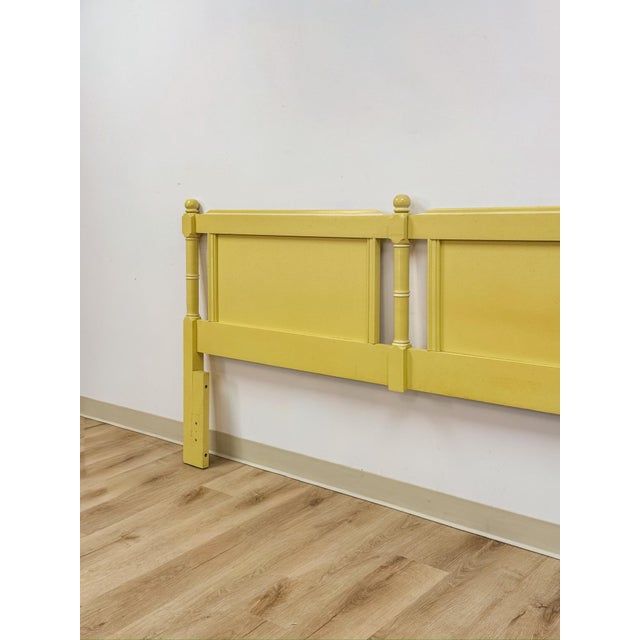 Vintage Cottagecore Painted Yellow King Headboard Eclectic Hollywood Regency For Sale - Image 12 of 13