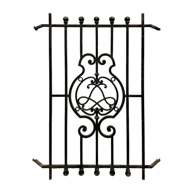 Early 20th Century Antique Wrought Iron Window Grille For Sale - Image 5 of 5