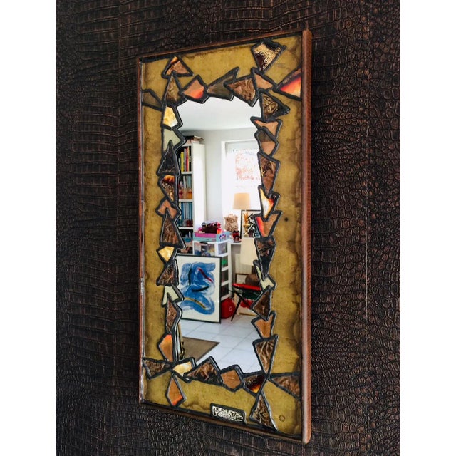 Copper and Brass Mirror, 1960s For Sale - Image 6 of 10